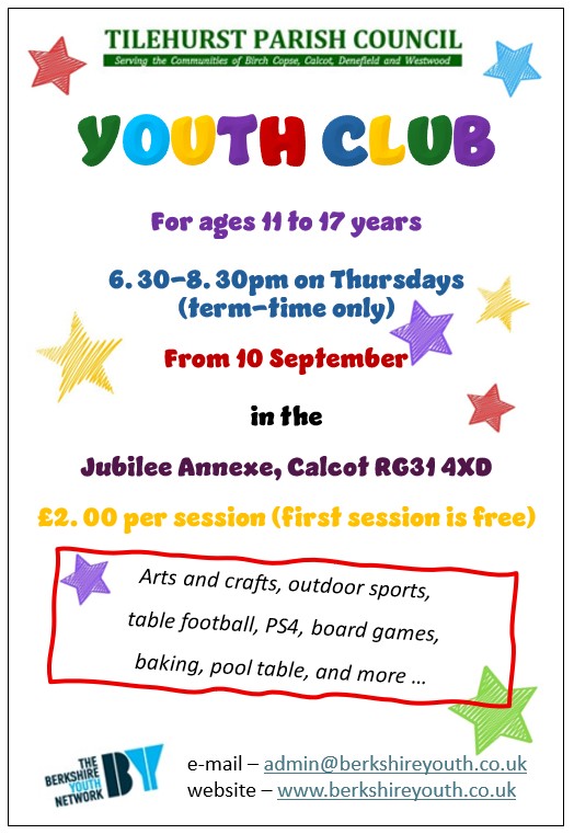 Calcot youth club flyer
